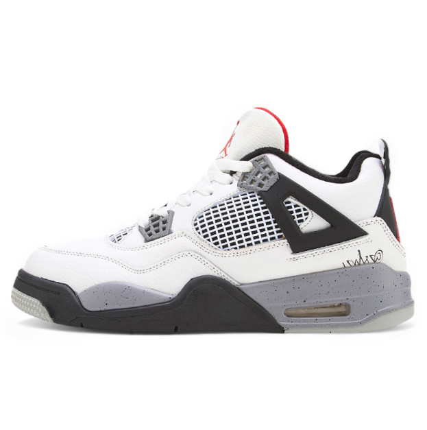 Jordan 4 Cement White Grey Black With With FUR