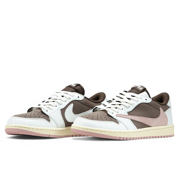 Jordan 1 Low x Travis Scott White Brown Pink