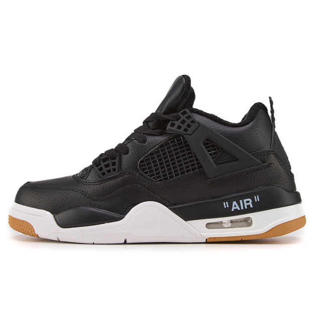 Jordan 4 Black White Gum With With FUR