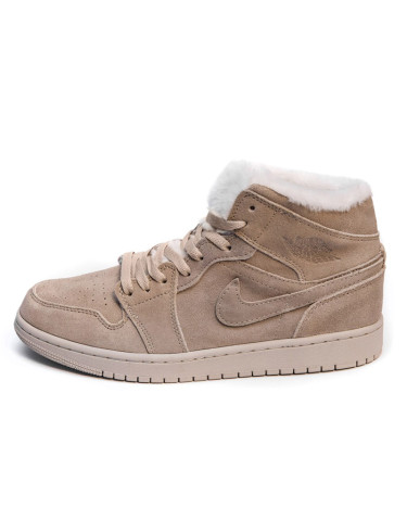 Jordan 1 Rerto Mid Beige Winter With FUR