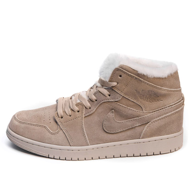Jordan 1 Rerto Mid Beige Winter With FUR