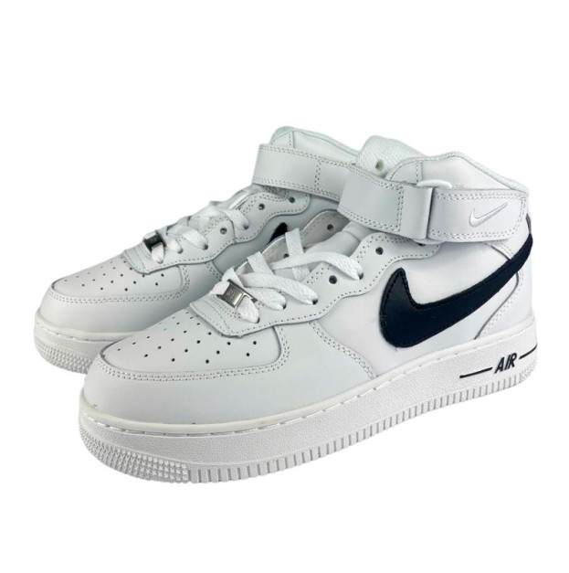 Nike Air Force 1 High White Black Logo Winter С МЕХОМ