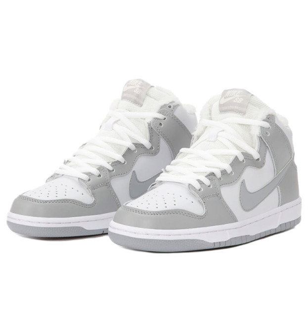 Nike SB Dunk High Grey White Winter With FUR