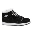 Jordan 1 Retro Mid Black White Winter With FUR
